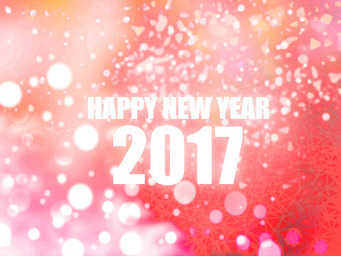 Happy New Year 2017 pink abstract bokeh background