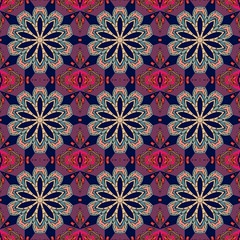 Seamless vector pattern with abstract flowers - 1.