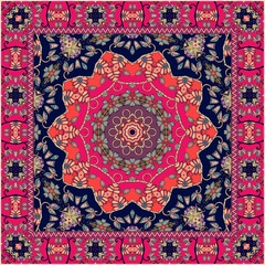 Carpet. Tablecloth. Shawl. Bandana. Vector. Boho style. Scarf.