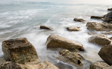 Sea waves crashing on the rocks