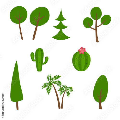 "Set plants isolated on white." Stock image and royalty-free vector
