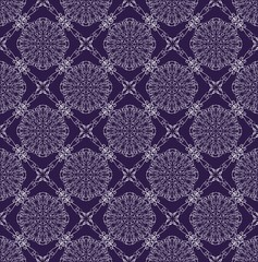 White seamless decorative filigree lace patterns,  calligraphy drawing in classic victorian style on dark navy background. Fine vintage design, retro 