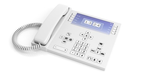 Office telephone on white background. 3d illustration