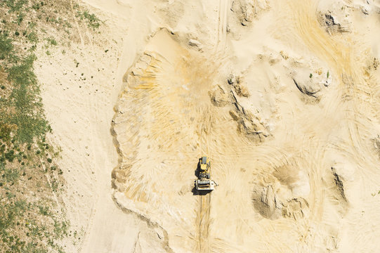 Aerial view of sand mining.