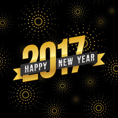 Vector illustration of celebration fireworks for Happy new year 2017 season with gold and silver theme.