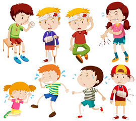 Different kids being sick and getting hurt