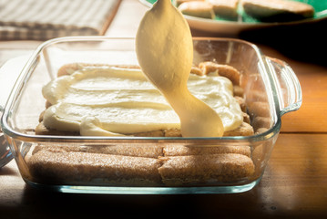 Preparing the tiramisu