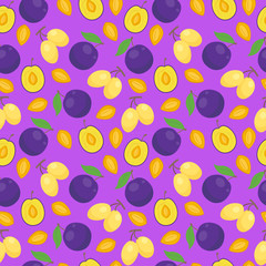 Floral seamless pattern with plums.
