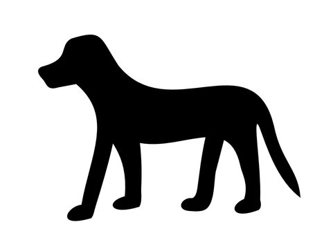 black silhouette of a dog on a white background