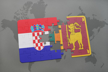 puzzle with the national flag of croatia and sri lanka on a world map