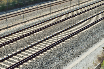 Obraz premium train tracks with gravel