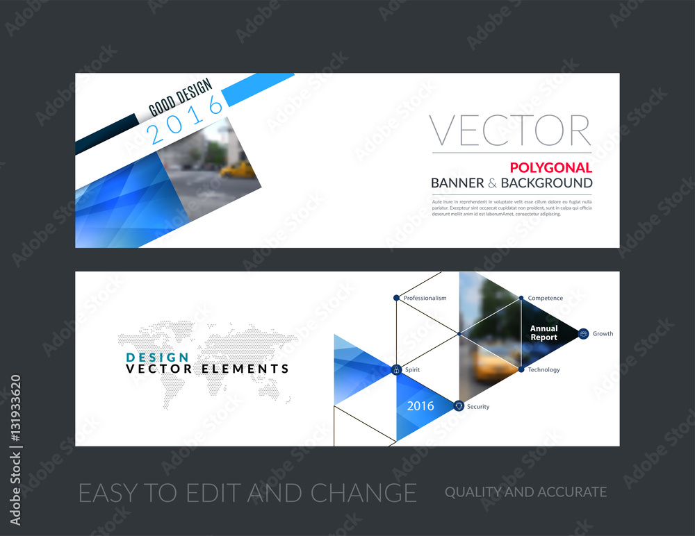 Wall mural vector set of modern horizontal website banners with rectangular