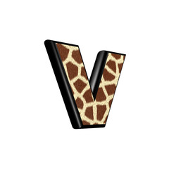3d letter with giraffe fur texture