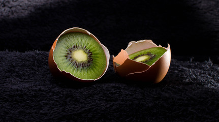 Egg Kiwi calorie, chicken, concept, cracked, delicious
