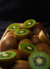 Delicious fresh kiwi fruit on a chopping board vitamin