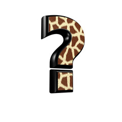 3d letter with giraffe fur texture