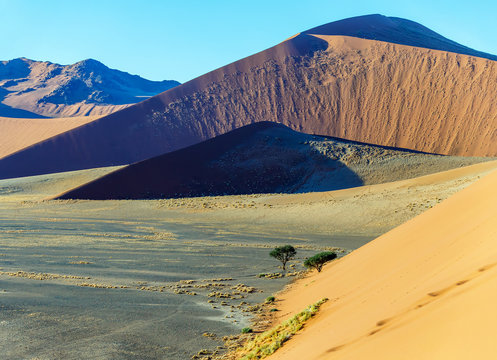 Dunes in Sossusvlei plato of Namib Naukluft National Park - Namibia, South Africa