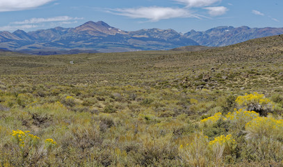 View from Bodie, California of the high desert and the Eastern Sierra Nevada mountains