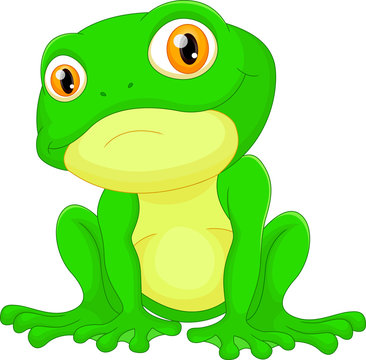 Green frog sitting cartoon
