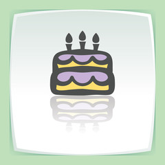 Vector outline birthday cake with candles icon. Modern logo and pictogram.