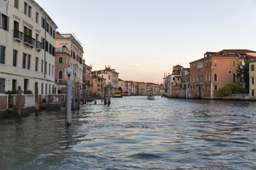 Venice canal at sunset.