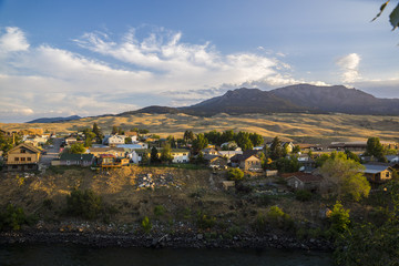Fototapeta premium Gardiner, Montana looking toward Yellowstone Nationa Park