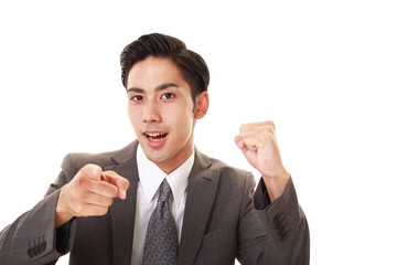 ガッツポーズのビジネスマン
