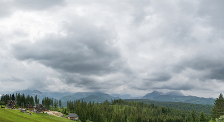 summer mountains green grass and blue sky landscape