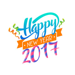 Modern Happy New Year 2017 Celebration Card, Suitable for Invitation, Web Banner, Social Media, and New Year Related Occasion
