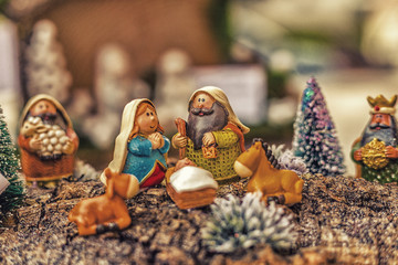 vivid colors of Christmas Nativity scene