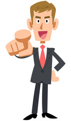 茶髪のビジネスマン　指差し
