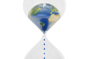 Earth in hourglass closeup, ecological concept. 3D rendering