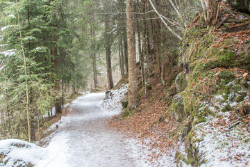 Obraz premium snowy pathway in the Dolomites