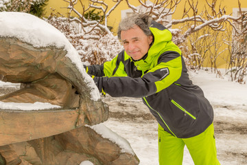 tourist in ski suit