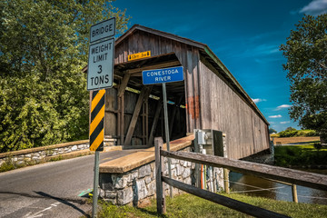 Unpainted Hunsecker Mill Covered Bridge in Lancaster County
