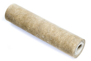 Dirty water filter cartridge on white background