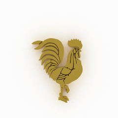 3d rendering of golden rooster