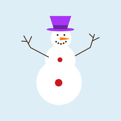 Cartoon snowman character vector illustration.
