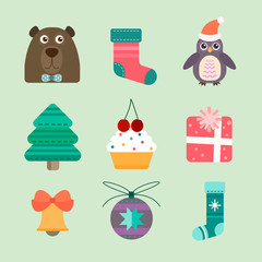 Christmas icons vector illustration.