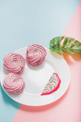 Sweet dessert at white utensil