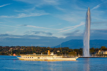 GENEVE,SWITZERLAND/OCTOBER 17,2015: The paddle steamer on Lake G
