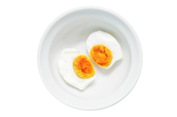 Salted egg in white bowl isolated on white background.