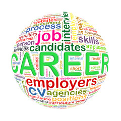 Wordcloud word tags ball of career