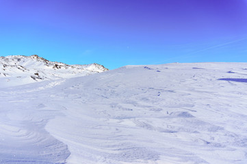 Fototapeta na wymiar Mountain is covered by snow in Greenland