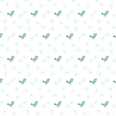 doodle cute bird theme pattern background