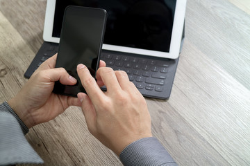 Hand using mobile payments online shopping,omni channel,icon cus