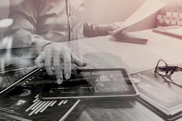 businessman working with digital tablet computer and smart phone
