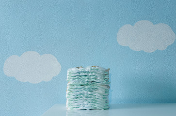 Diapers on the table in the children's room