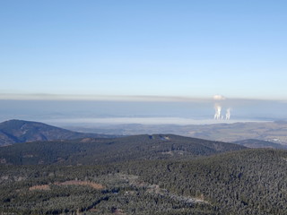 smoking pipes: Smoking pipes of thermal power plant. Inversion