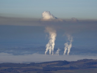 smoking pipes: Smoking pipes of thermal power plant. Inversion